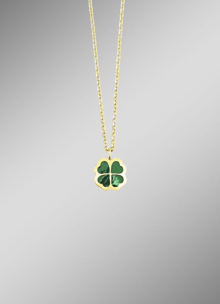 Glücksbringer – Kleeblatt-Anhänger mit echtem Malachit 