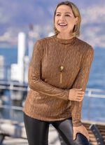 Shirt mit modischer Ausschnittverarbeitung  BRAUN