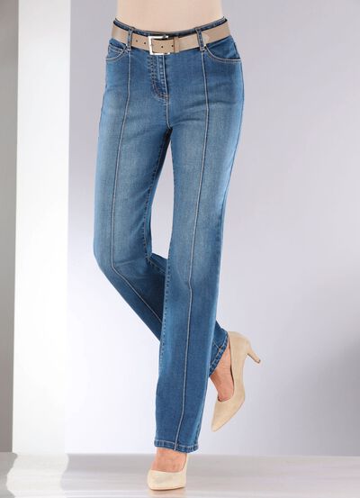 Jeans mit abgesteppten Biesen 