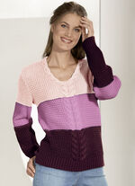 Pullover in Color-Blocking ROSA-ROSÉ-BORDEAUX