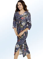 Nachthemd, wadenlang mit 3/4-langen Ärmeln MARINE-BUNT