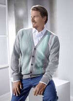 Cardigan mit durchgehender Knopfleiste in 2 Farben SILBER-JADEGRÜN