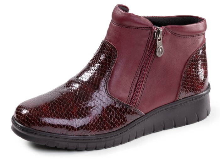 ELENA EDEN, komfortable Damen-Boots, Weite H, mit herausnehmbarem Fu&szlig;bett BURGUND