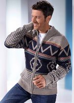 Jacke mit durchgehendem Rei&szlig;verschluss MARINE-BEIGE MELIERT