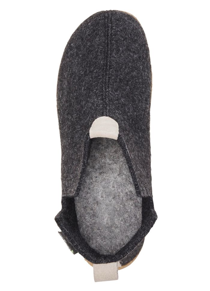 Laurina Wollfilz-Hausschuh mit Velours-Bes&auml;tzen ANTHRAZIT