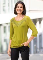 Shirt mit Pl&auml;ttchenzier in 2 Farben PISTAZIE