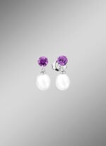 Ohrstecker mit S&uuml;&szlig;wasser-Zuchtperle und Amethyst 