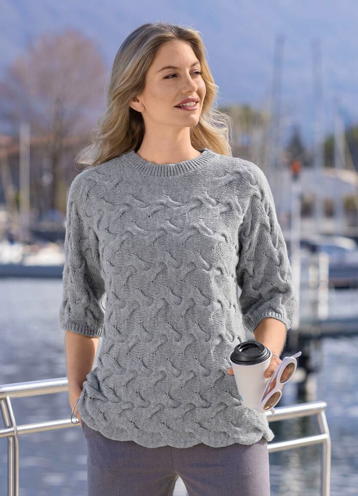 Pullover mit Alpaka GRAU MELIERT