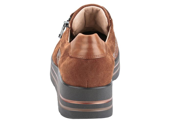 Waldl&auml;ufer Schn&uuml;rschuh mit Stretchmaterial im Ballenbreich COGNAC