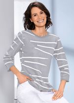 Pullover mit tollem Streifendessin HELLGRAU-WEISS