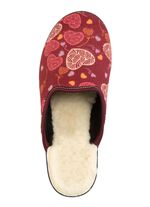 Zweierpack, gef&uuml;tterte Damen-Hausschuhe, Weite H, mit Textildruck 1X BORDEAUX, 1X MARINE