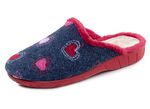 Laurina, warme Damen-Hausschuhe, mit Plüsch BLAU-ROT