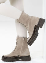 Waldläufer, bequeme Damen-Stiefeletten, Winterschuhe, Weite H, mit herausnehmbarem Fußbett TAUPE