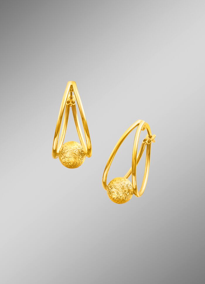 Creolen mit diamantierter Kugel 