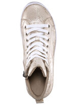 Gemini Schnür-Booties aus geprägtem Rindleder mit Metallic-Schimmer MATTGOLD