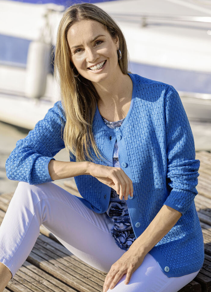 Strickjacke mit Alloverstruktur BLAU
