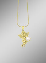 Himmlische Eleganz: Engel-Anhänger mit Süßwasser-Zuchtperle 