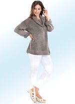 Pullover aus weichem und dezent gl&auml;nzendem Garn TAUPE