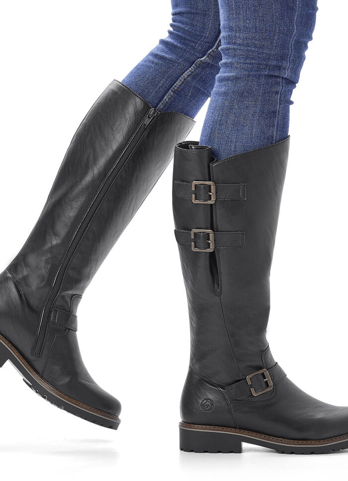 Remonte, gef&uuml;tterte Damen-Stiefel, Winterschuhe, Weite G, mit Lammfell SCHWARZ