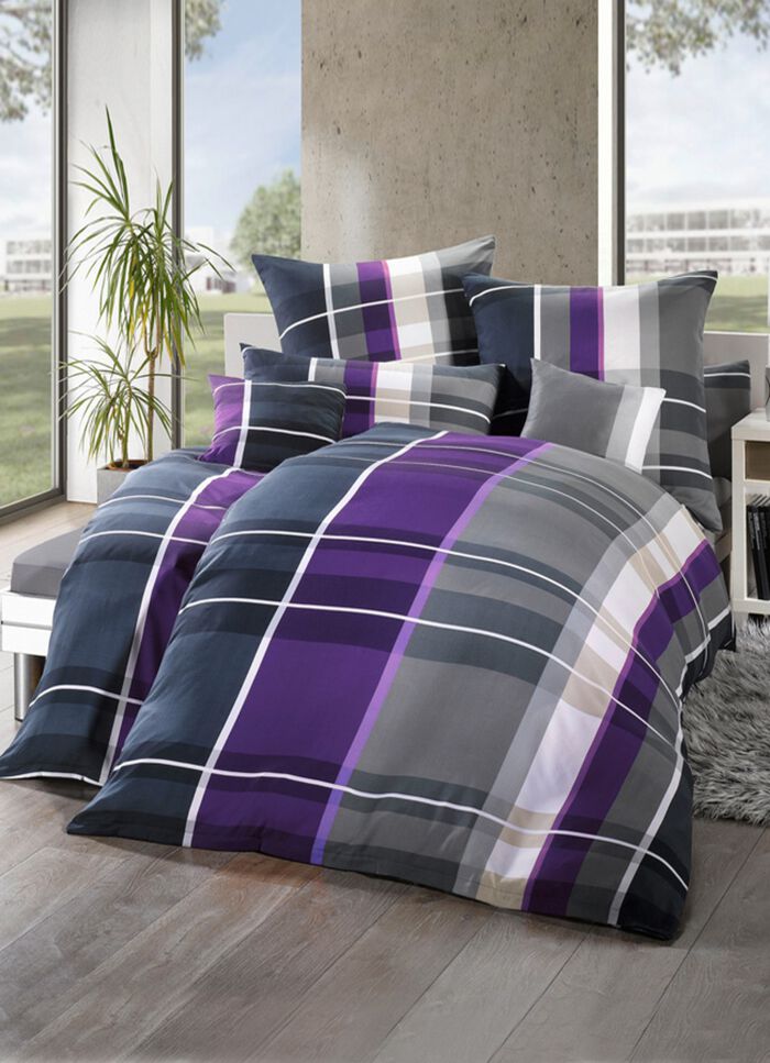 Moderne Bettw&auml;sche-Garnitur aus Microfaser LILA