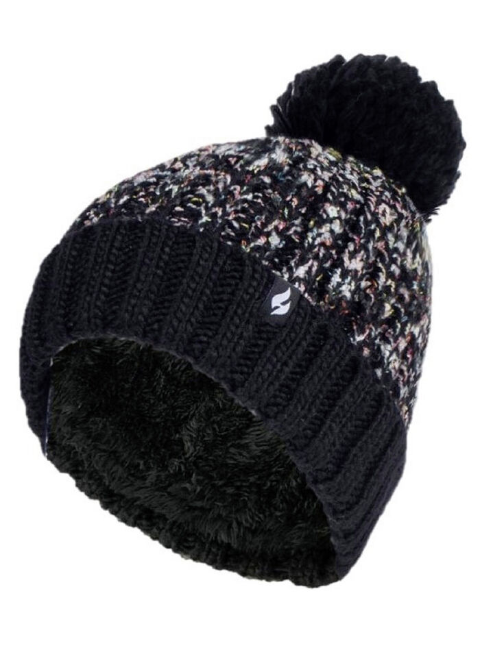 Thermo-Mütze mit Bommel von Heat Holders® für mehr Komfort im Winter SCHWARZ