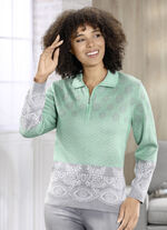 Pullover in Jacquard-Dessin MINT-GRAU MELIERT