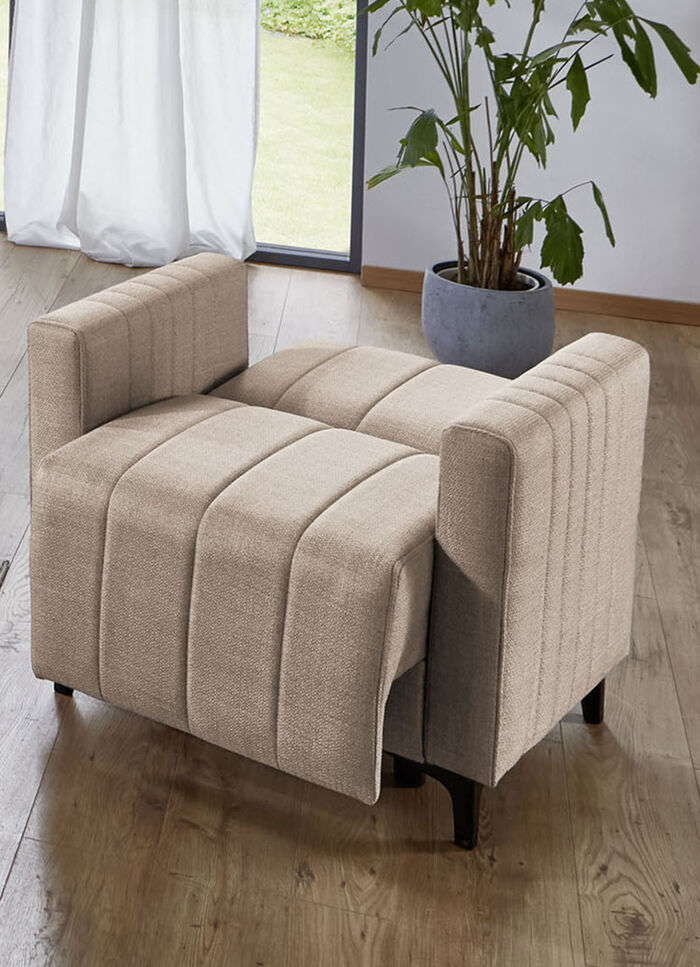 Frei im Raum aufstellbare Polstermöbel mit Bettfunktion BEIGE