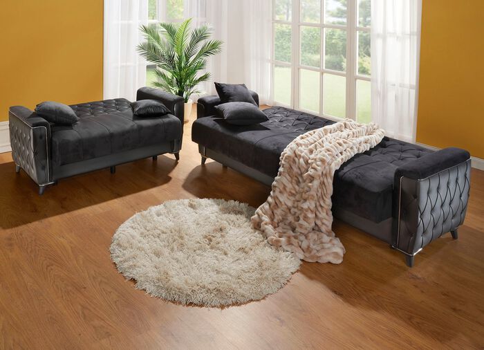 Polsterm&ouml;bel mit Bettkasten und Liegefunktion SCHWARZ