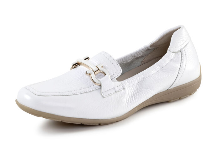 ELENA EDEN, elegante Damen-Slipper, Weite G, mit herausnehmbarem Fu&szlig;bett WEISS