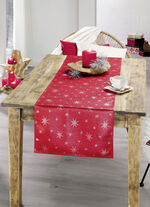 Tischdekoration mit Fleckschutz und Glitzergarn ROT-SILBER