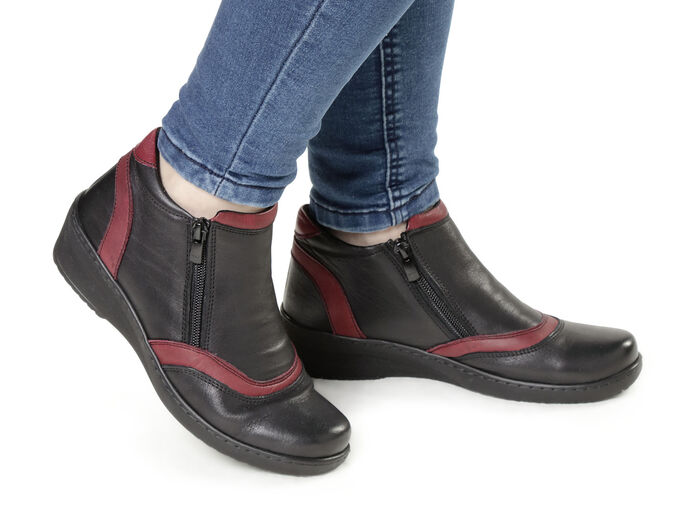 Gemini, bequeme Damen-Boots, Weite H, mit herausnehmbarem Fußbett SCHWARZ-CHIANTI