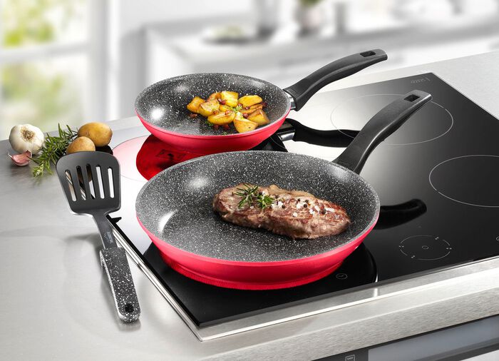 3-teiliges Pfannen-Set mit Stoneline&reg;-Antihaftbeschichtung ROT
