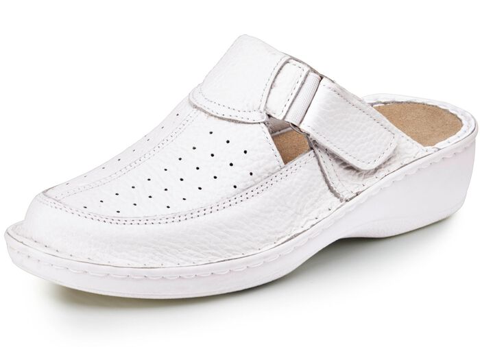 ELENA EDEN Clog aus genarbtem Rind-Nappaleder WEISS