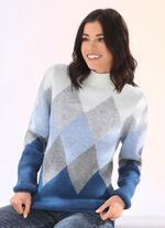Pullover in sehr flauschiger Qualit&auml;t BLAU-GRAU-ECRU