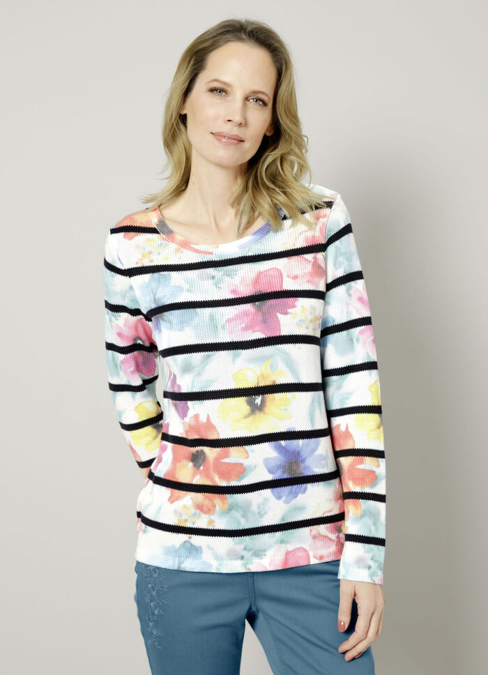 Pullover mit edlem Floraldruck 
