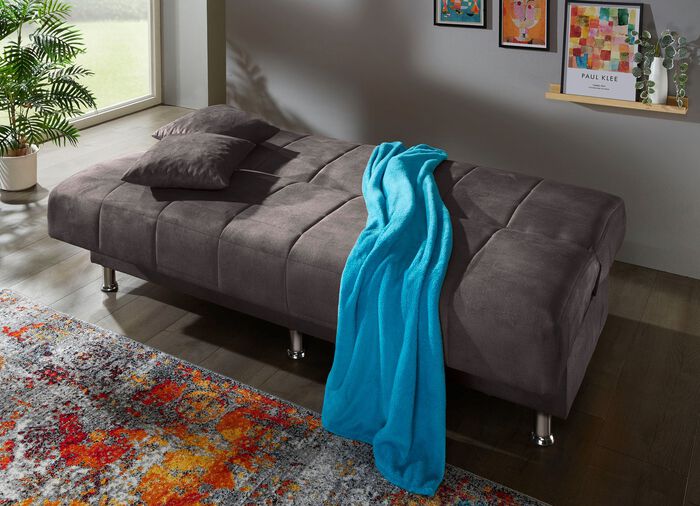 Schlafsofa mit Bettkasten und Dekokissen ANTHRAZIT