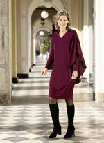 Strick-Kleid in fließendem Lagenlook WEINROT