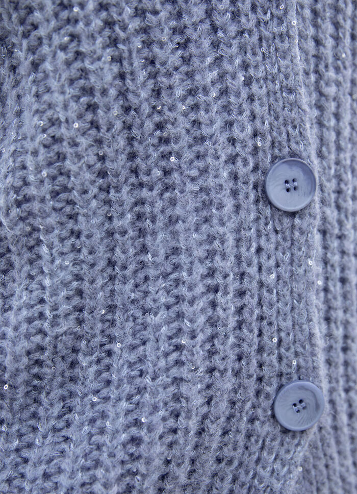 Strickjacke mit Paillettengarn JEANSBLAU MELIERT