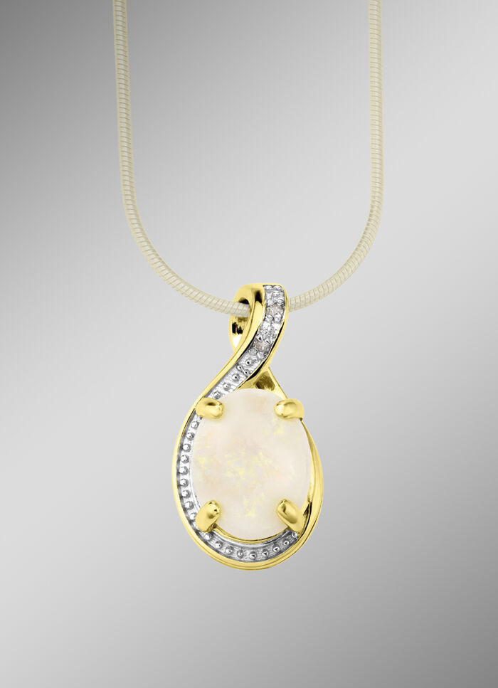 Anh&auml;nger mit echt Opal und Diamanten 
