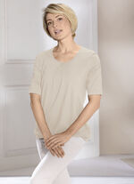 Shirt mit Kellerfalte in 2 Farben BEIGE