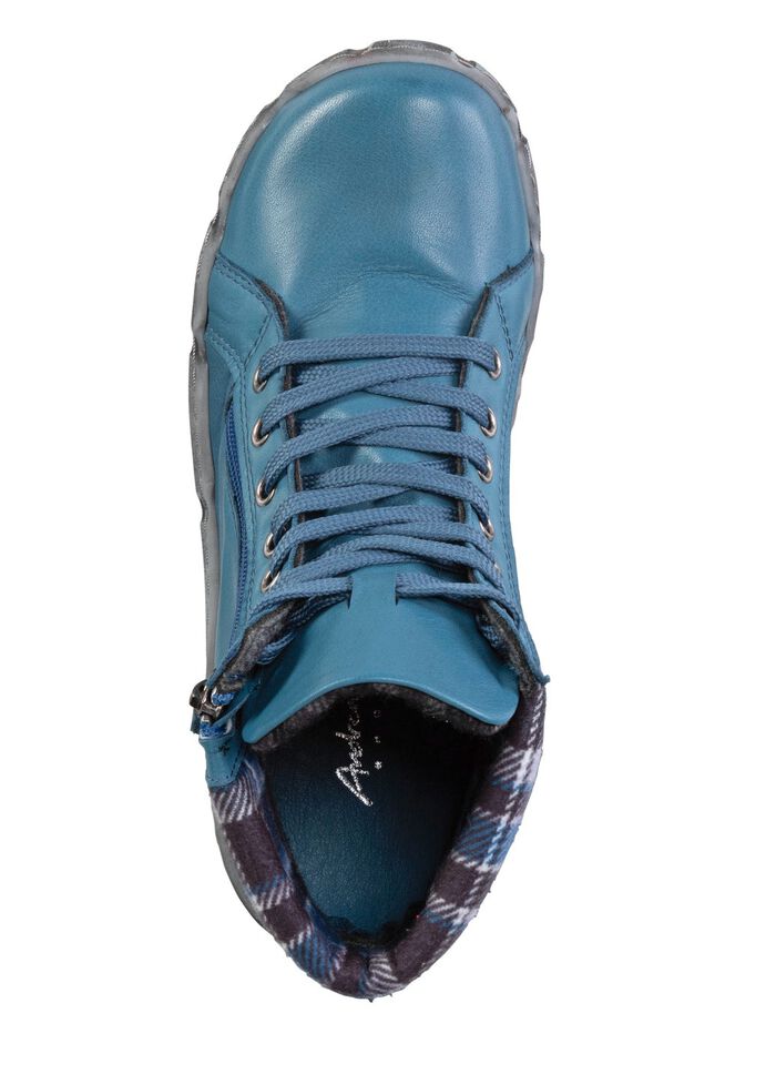 Andrea Conti Schn&uuml;r-Bootie mit Schaftrand aus kariertem Textil 