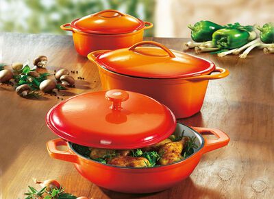 Gusseisen-Schmortopf und -Br&auml;ter 