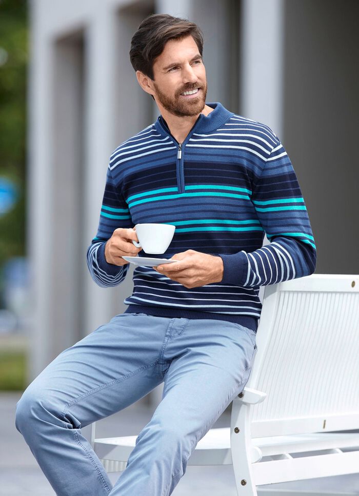 Gestreifter Troyer mit kurzem Rei&szlig;verschluss 