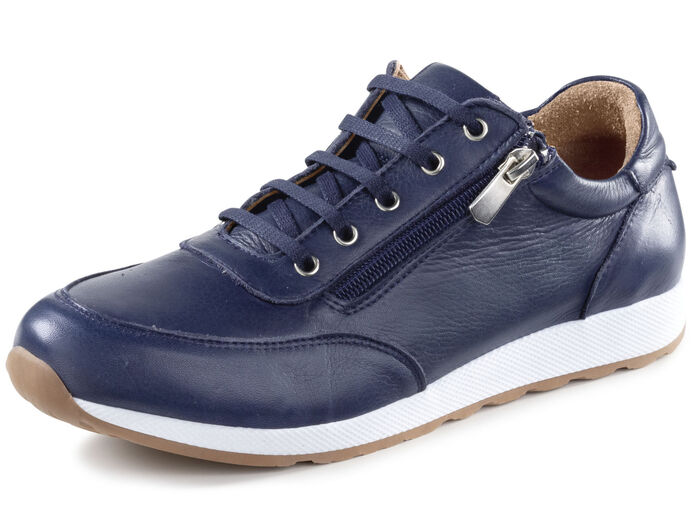 Andrea Conti Schnür-Sneaker  aus weichem Nappaleder MARINE