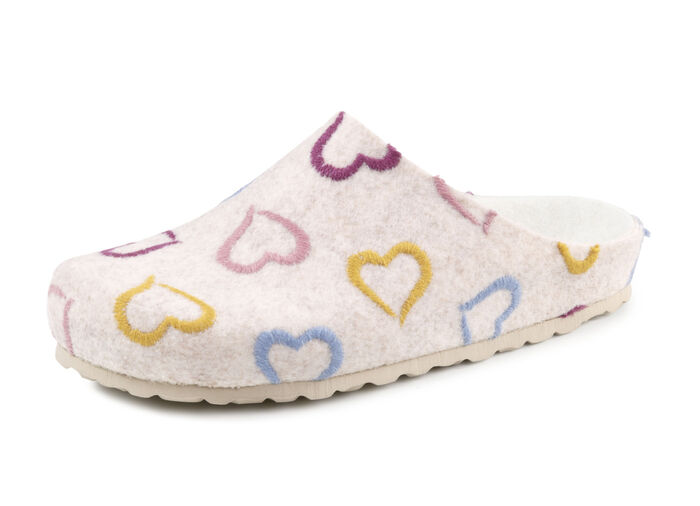 Laurina, klassiche Damen-Hausschuhe, Weite H, mit anatomisch geformtem Fu&szlig;bett ECRU