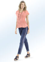 Jeans mit modischem Zierband JEANSBLAU-ECRU-ORANGE