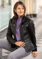 Lederkurzjacke mit Zierstepp 