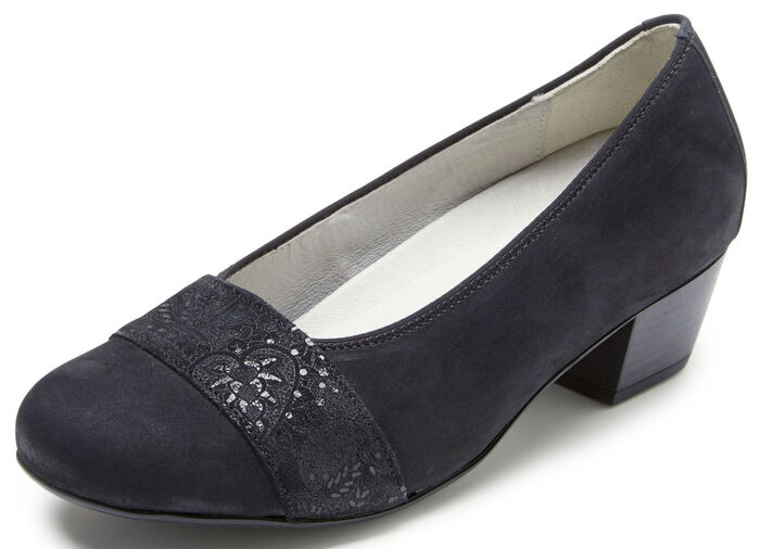 Waldläufer, bequeme Damen-Pumps, Weite K, mit herausnehmbarem Fußbett SCHWARZ