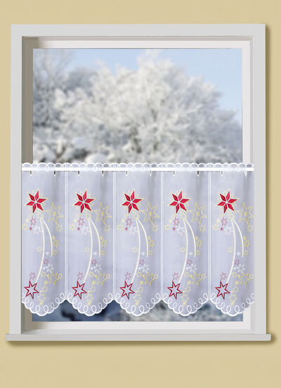 Kurzstore mit echter Plauener Stickerei und metallisiertem Garn 