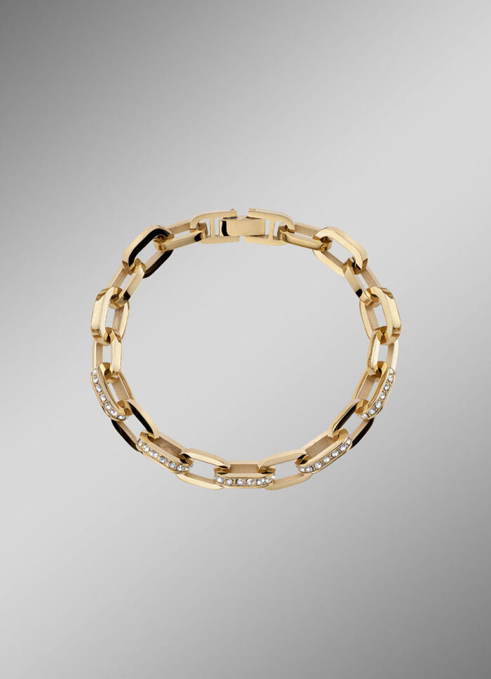 Armband aus vergoldetem Edelstahl mit Kristallen 
